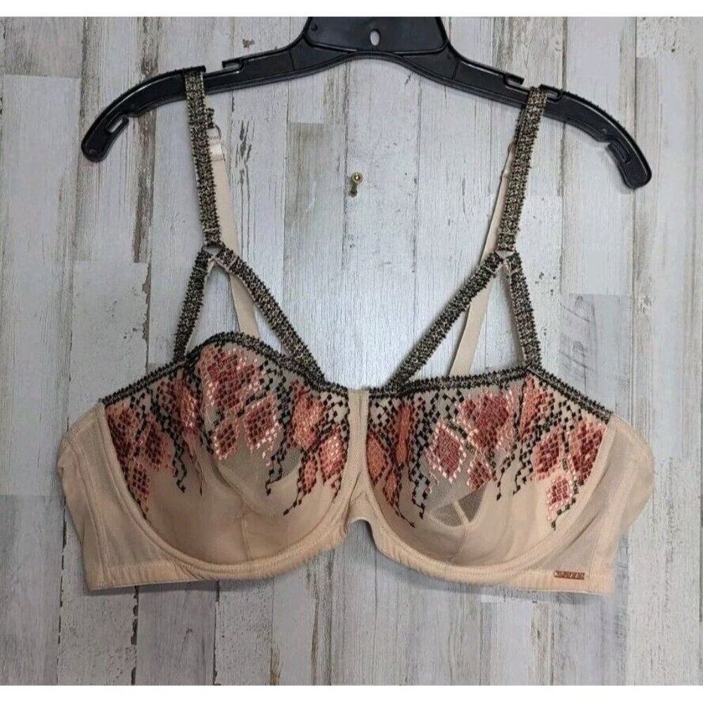 Figleaves Embroidered Curve 44DD Lace Bra Sexy Lingerie Cosplay